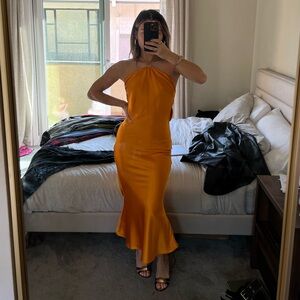 Satin Midi/Maxi High Neck Dress